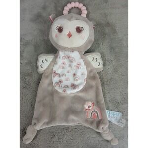 Douglas Baby Owl Snuggler Plush Lovie Rainbow Pink‎ Ring Blanket 12"